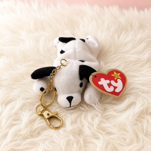 Ty Accessories - Teenie Beanie Baby Dotty The Dalmatian Bag Charm Upcycled Vintage 90s Keychain